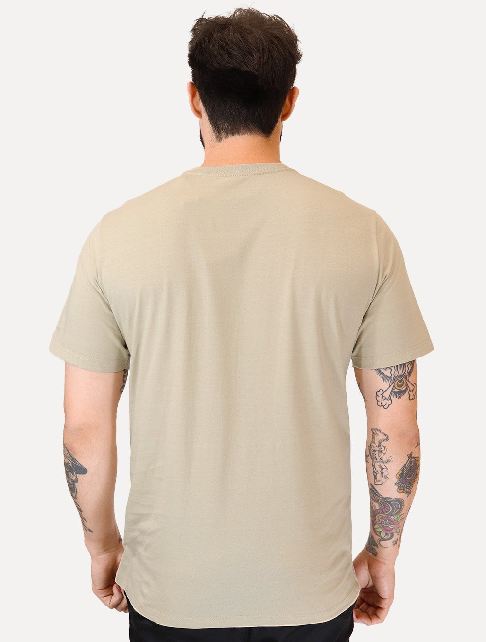 Camiseta Dudalina Masculina Essentials Modal Logo Cáqui Médio