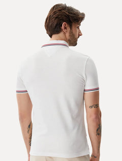 Polo Tommy Hilfiger Masculina Slim Tipped Collar Branca