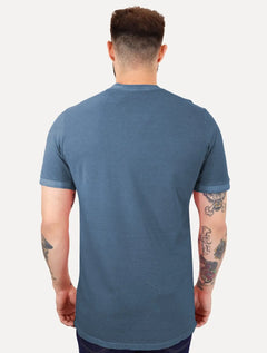 Camiseta Colcci Masculina Slim Crewneck Logo Bordado Azul