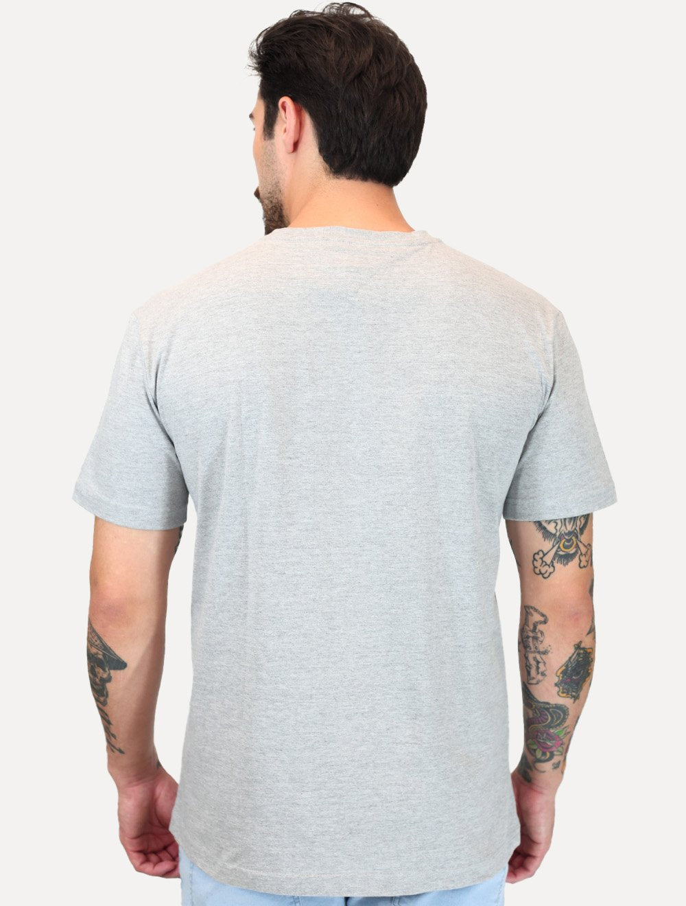 Camiseta Tommy Hilfiger Masculina Regular Stack Cinza Mescla