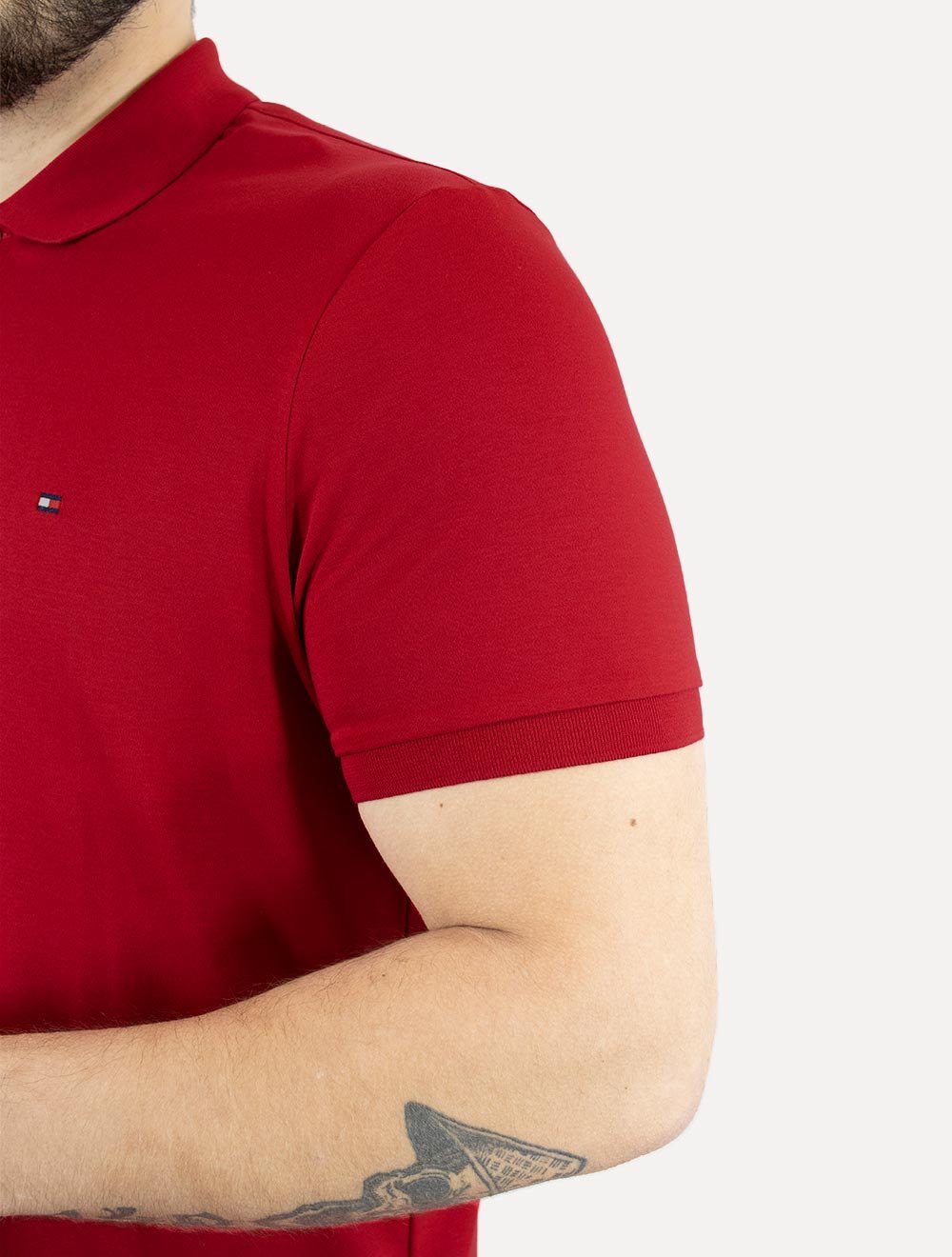 Polo Tommy Hilfiger Masculina Malha Liquid Cotton Seasonal Vermelha