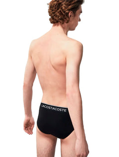 Cueca Lacoste Brief Slip Colored Lettered Waist Branca/ Grafite/ Preta Pack 3UN