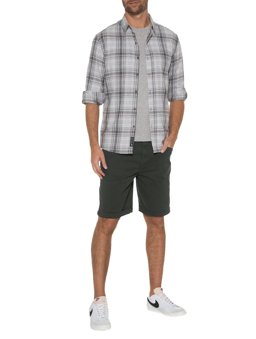 Bermuda Ellus Sarja Masculina Color Canvas Rock 5 Pockets Verde Militar