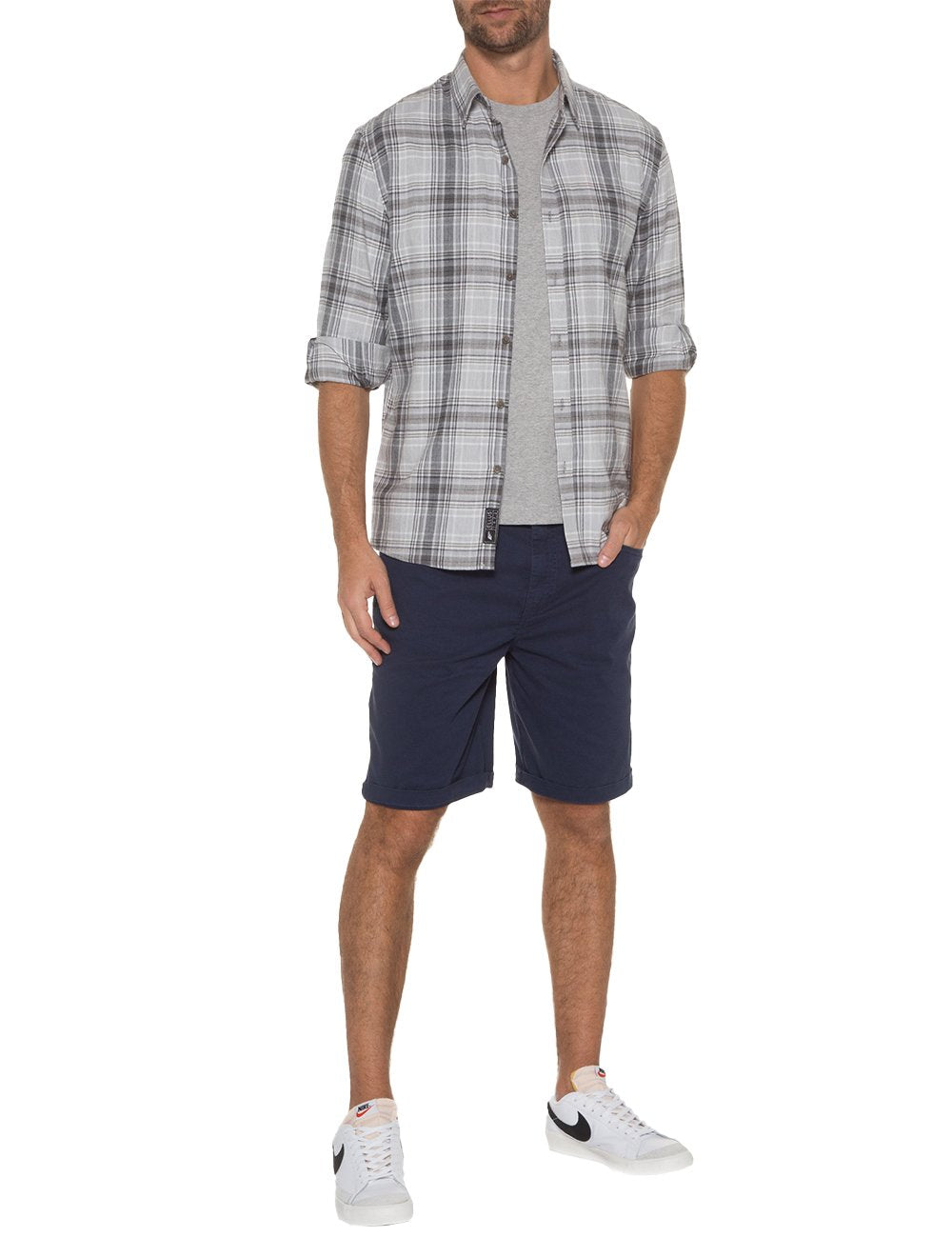 Bermuda Ellus Sarja Masculina Color Canvas Rock 5 Pockets Azul Marinho