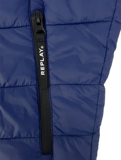 Jaqueta Replay Masculina Nylon Matelassê Azul Escuro