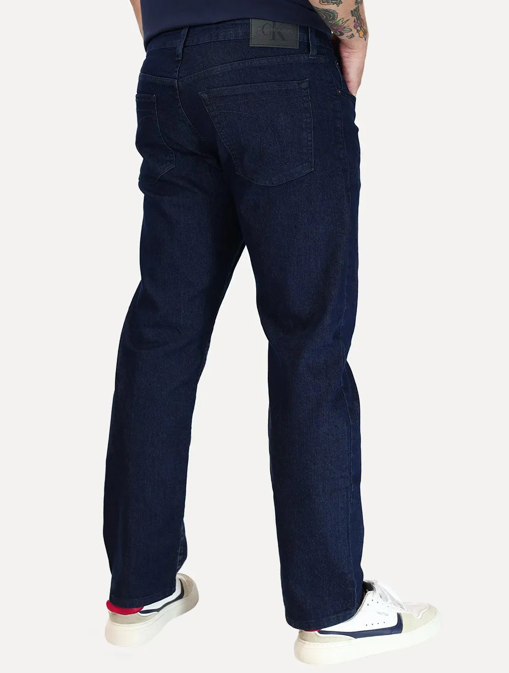 Calça Calvin Klein Jeans Masculina Straight Five Pockets Azul Marinho