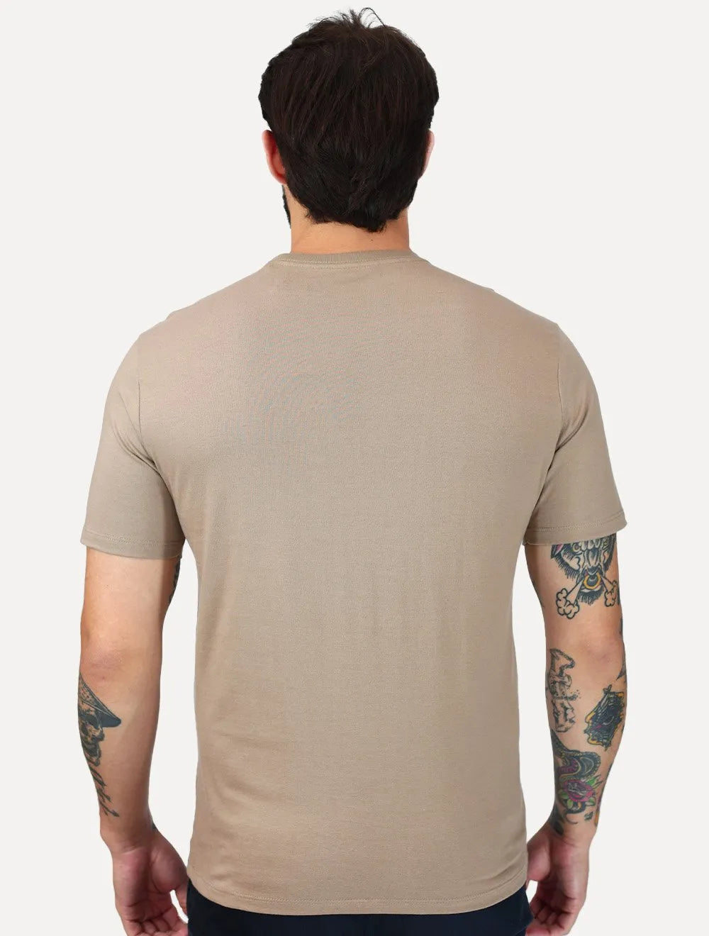 Camiseta Calvin Klein Jeans Masculina Logo Leather Center Marrom Claro