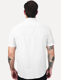 Camisa Aramis Masculina Slim Manga Curta Flame Bosco Branco