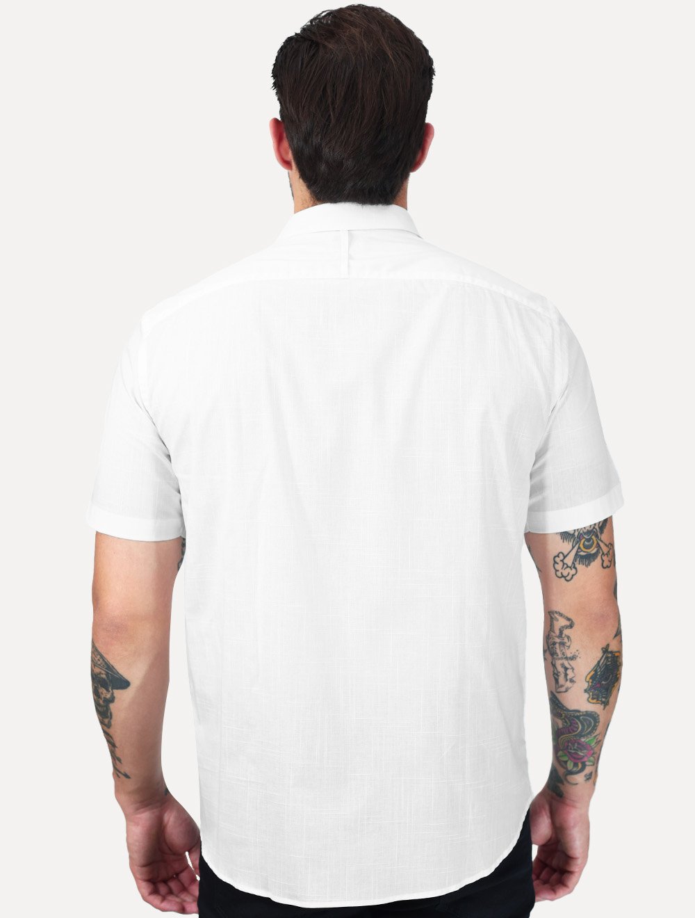 Camisa Aramis Masculina Slim Manga Curta Flame Bosco Branco