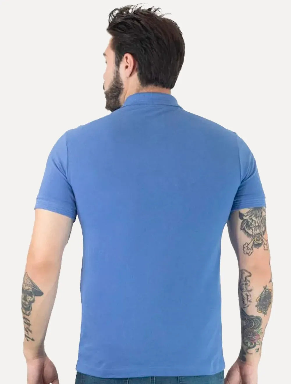 Polo Forum Masculina Piquet Wave Collar Azul Médio