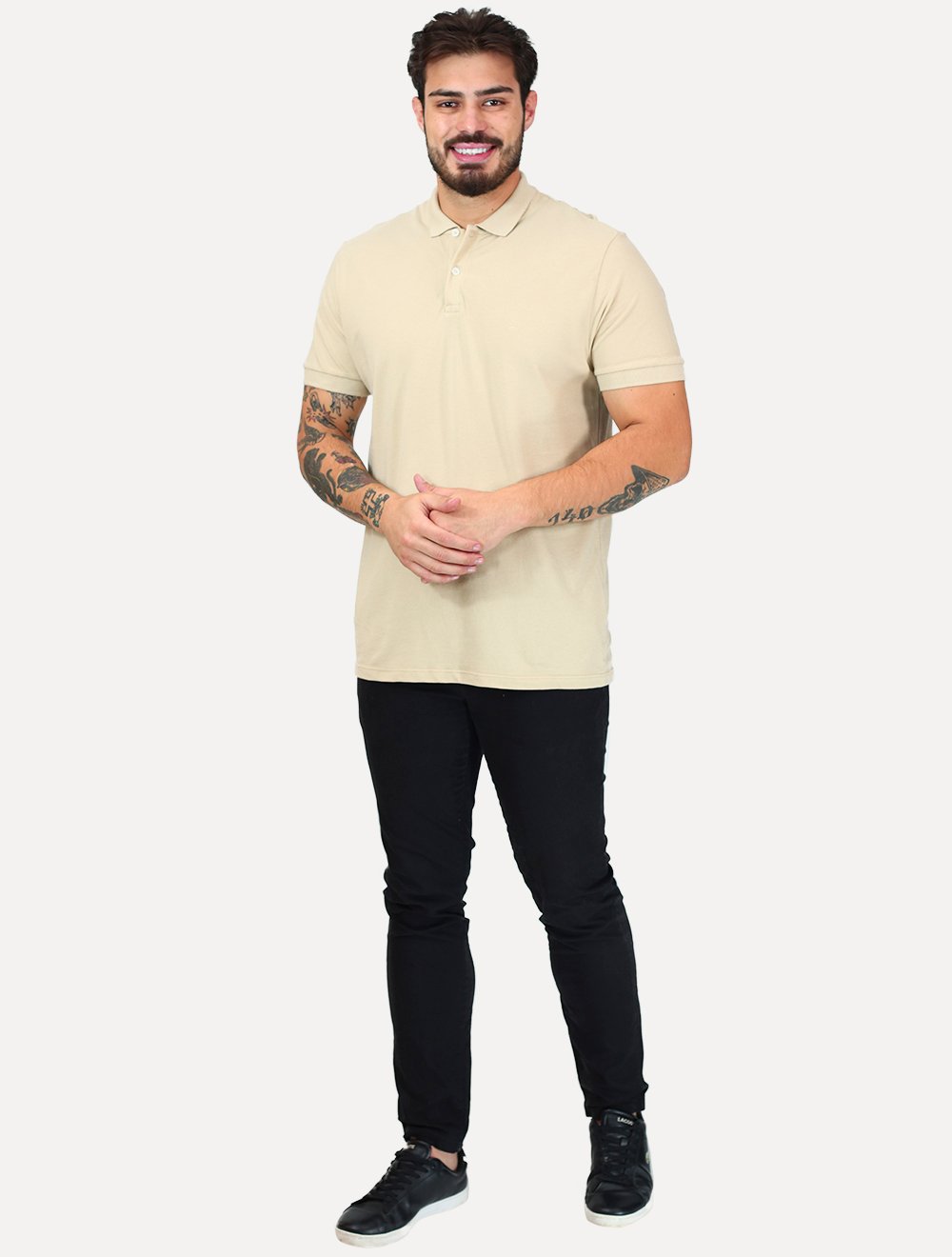 Polo Aramis Masculina Basic Piquet Mono Areia 
