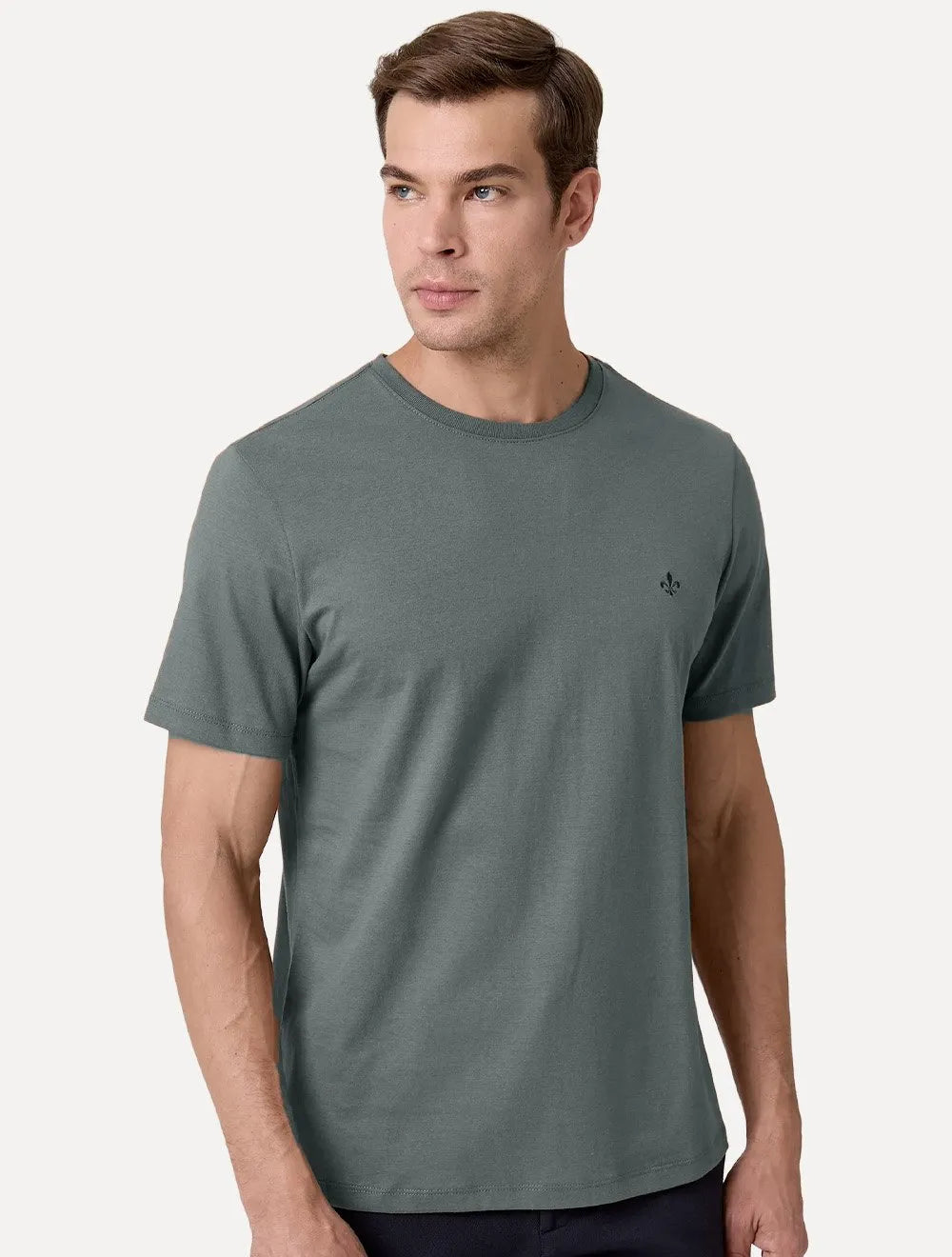 Camiseta Dudalina Masculina Essentials Mono Logo Cinza Escuro