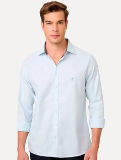 Camisa Dudalina Masculina Slim Fit Superfine Cotton Light Lisa Azul Claro