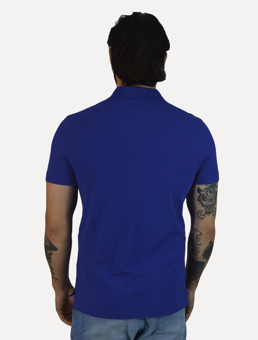 Polo Tommy Hilfiger Masculina Slim Piquet 1985 Azul Royal