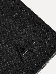 Carteira Aramis Masculina Porta Cartão Couro Flat Saffiano Preta