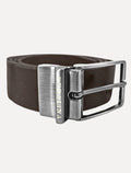 Cinto Dudalina Masculino Couro Dupla Face Grain Marrom Café