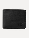 Carteira Calvin Klein Jeans Couro Média CKJ Floater Queima Preta