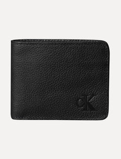 Carteira Calvin Klein Jeans Couro Média CKJ Floater Queima Preta