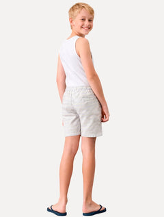 Bermuda Calvin Klein Jeans Infantil Elástico Listras Azul Claro/Caqui Claro