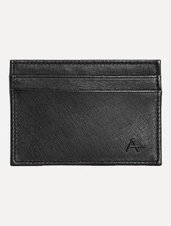 Carteira Aramis Masculina Porta Cartão Couro Flat Saffiano Preta