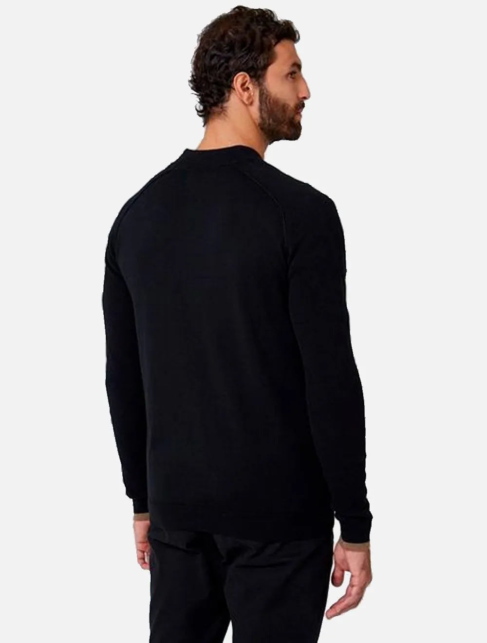 Casaco Dudalina Masculino Tricot Bomber Raglan Textura Preto