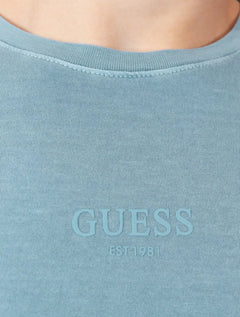 Camiseta Guess Masculina Rubber Est.1981 Stoned Azul Medio