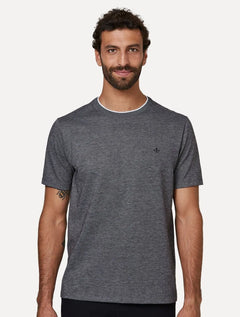 Camiseta Dudalina Masculina Regular Binada Friso Cinza Médio