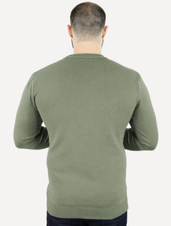 Suéter Dixen Masculino Crewneck Tricot Liso Verde