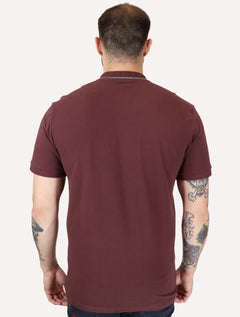 Polo Guess Masculina Piquet Silk Linear Light Friso Bordô