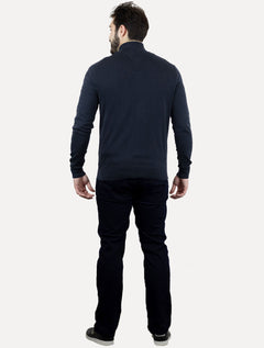 Suéter Tommy Hilfiger Masculino Essential Cotton Zip Through Azul Marinho