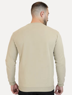 Moletom Dixen Masculino Crewneck Liso Cáqui Claro