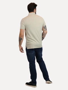 Polo Tommy Hilfiger Masculina Regular Piquet 1985 Areia Mescla