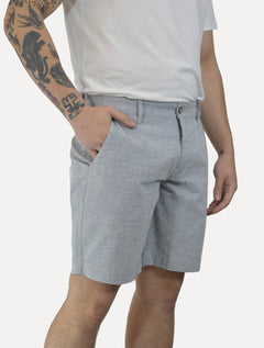 Bermuda Sergio K Masculina Chino Sarja Elastano Cinza Mescla