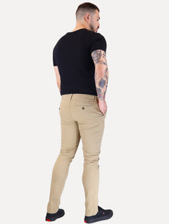 Calça Sergio K Masculina Chino Sarja Elastano Cáqui
