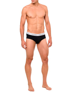 Cueca Calvin Klein Brief Cotton Stretch Classic Preta/ Branca/ Mescla Pack 3UN