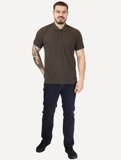 Polo Guess Masculina Piquet 1981 Bordado Marrom Escuro