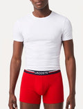 Cueca Lacoste Trunk Boxer Iconic Tricolor Marinho/Vermelha/Chumbo Pack 3UN