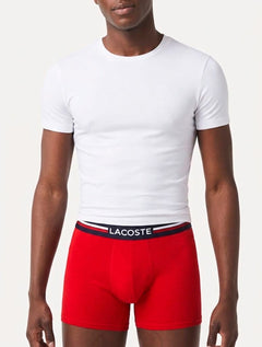 Cueca Lacoste Trunk Boxer Iconic Tricolor Marinho/Vermelha/Chumbo Pack 3UN