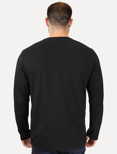 Camiseta John John Masculina Manga Longa Floco JJ Logo Preta