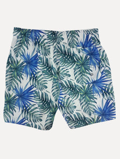 Short Sergio K Masculino Beachwear Folhagem Palm Branco