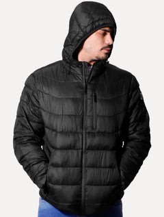 Jaqueta Victory Eagle Masculina Nylon Hoodie Puffer Preta