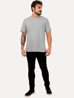 Camiseta Individual Masculina Comfort Icon Cinza Mescla