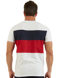 Camiseta Nautica Masculina Tricolour Branca Marinho Vermelha