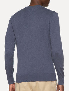 Suéter Tommy Hilfiger Masculino Signature V-Neck Azul Índigo Mescla