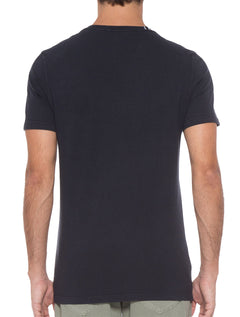 Camiseta Replay Masculina Logo Label Superior Standard Azul Marinho