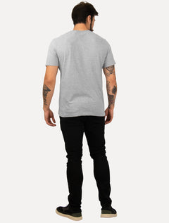 Camiseta Individual Masculina Slim Logo Cinza Mescla
