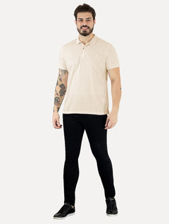 Polo Dudalina Masculina Malha Favo Linho Cáqui Claro