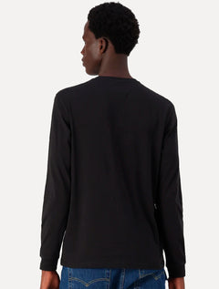 Camiseta Tommy Jeans Masculina Manga Longa Linear Chest Preto