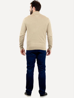 Suéter Tommy Hilfiger Masculino Essential Cotton Zip Through Areia Mescla