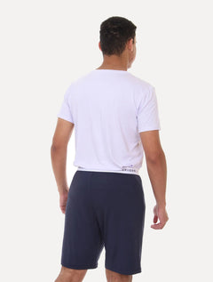 Pijama Tommy Hilfiger Masculino Manga Curta Short Essentials Set Branco/Marinho